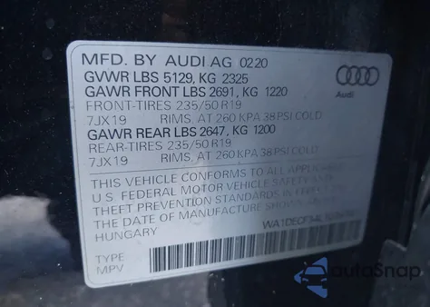 2020 Audi Q3 Premium 45 Tfsi S Line Quattro Tiptronic из США, поврежденный, VIN WA1DECF34L1076741